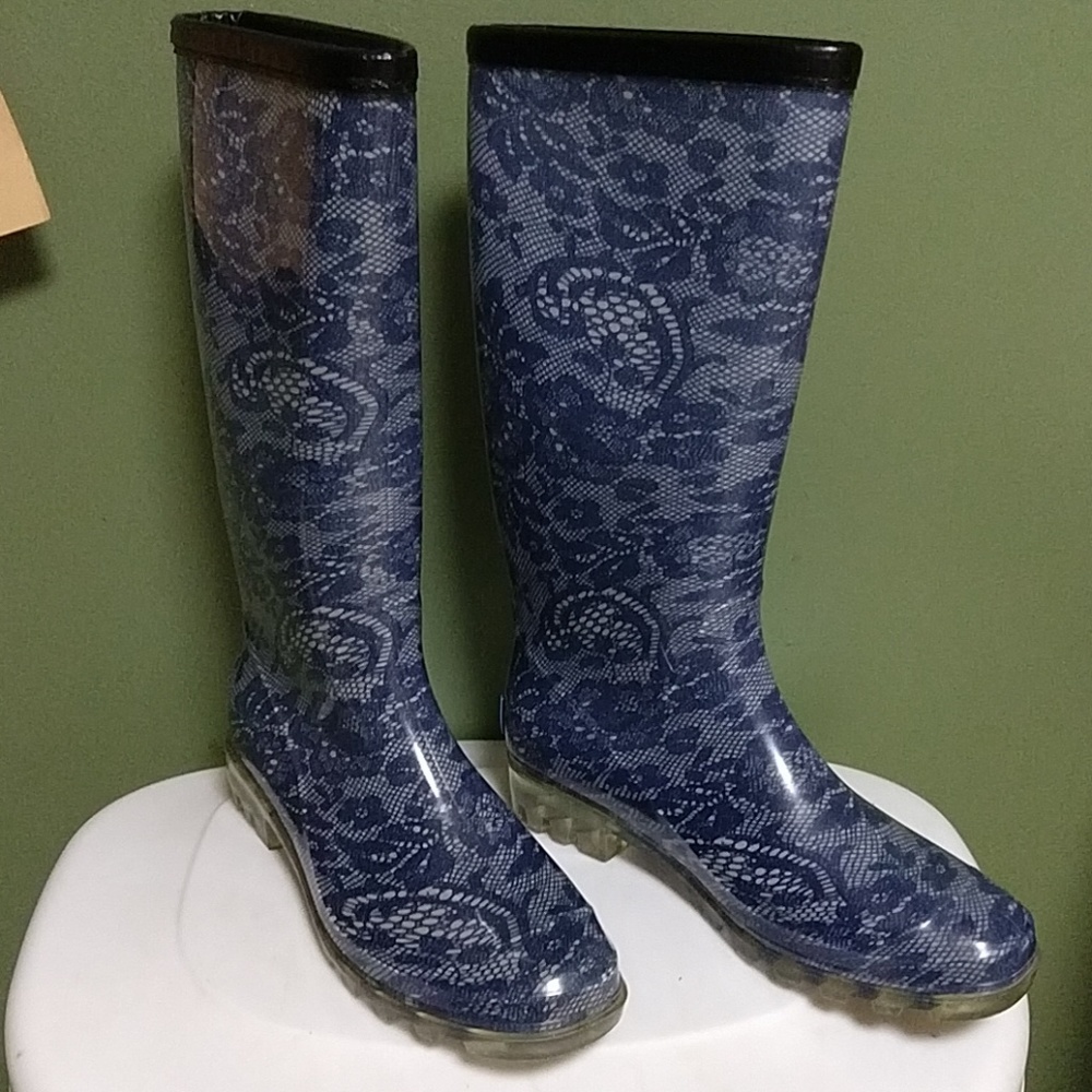Blue Paisley rain boots ~ BootsieTootsies
